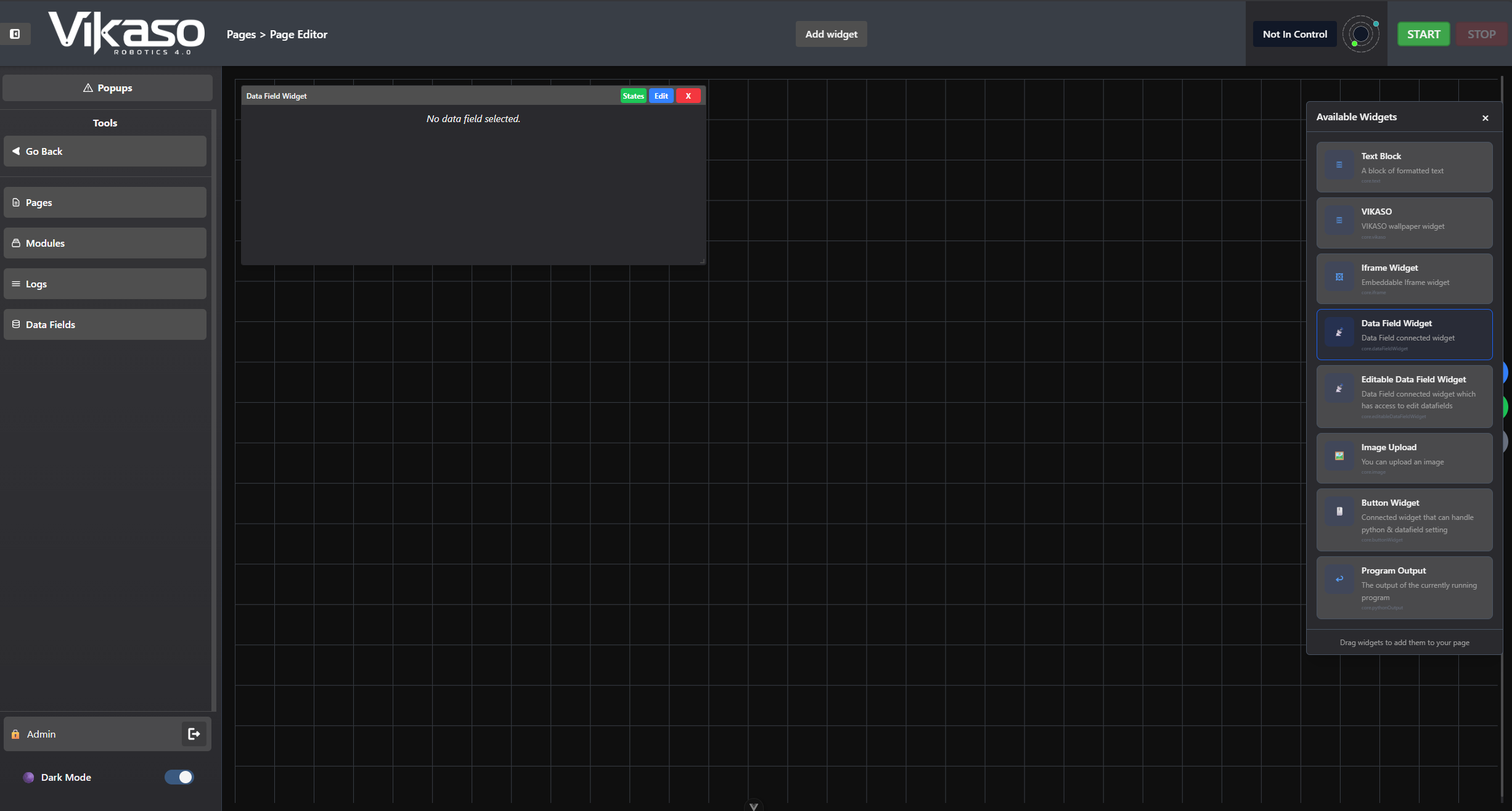 Adding widgets to pages