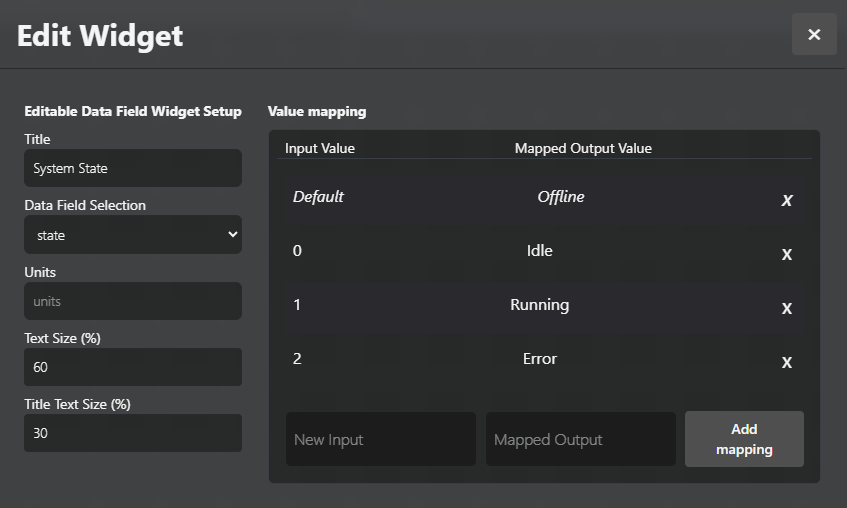 Adding mapped values to a Data Field Widget