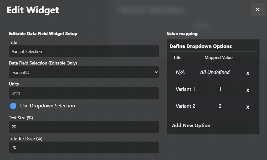 Mapped values for dropdown input